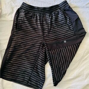 Lululemon Athletica Black Striped Athletic Shorts Without Liner